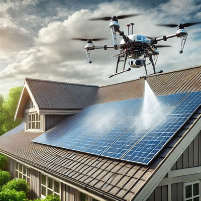 Drone solar panel cleaning